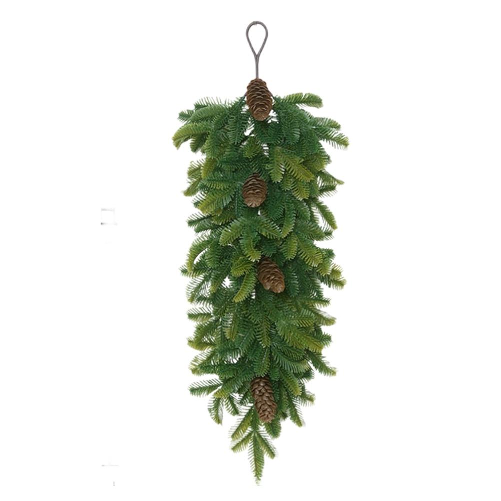 Pine Cone Garland Set of 3 for Wall Ceiling Holiday Decor For Indoor Outdoor Rustic Style Artificial Green Plants