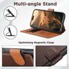 iPhone 17 Pro Flip Card Slot Magnetic Wireless Charging Stand Case - Color Block Leather