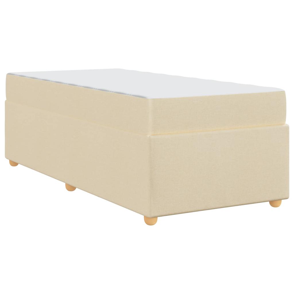 Bed Frame with Mattress Cream 80 x 200 cm Fabric