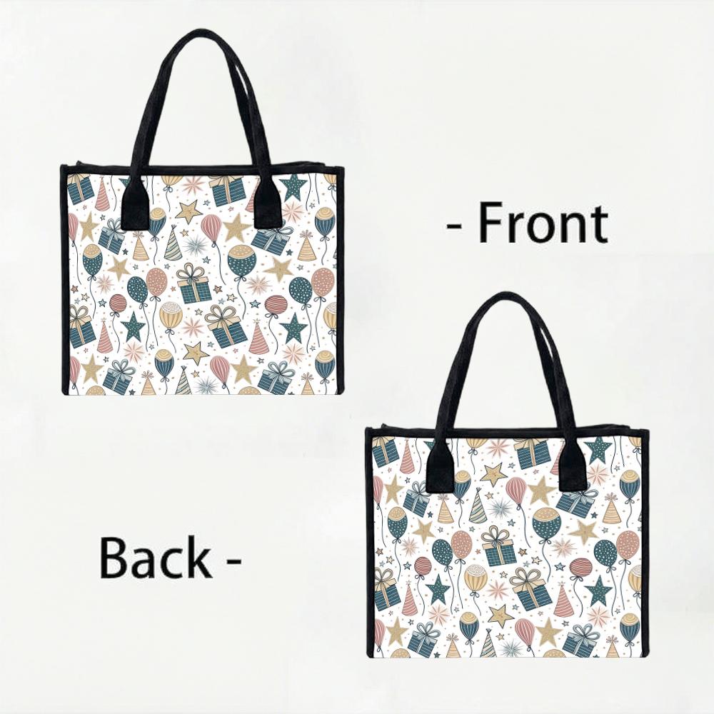 Cute Party Pattern Tote Bag Stylish Portable Casual Shoulder Handbag for Daily Use