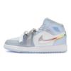 Jordan Air Jordan 1 Mid High top Vintage Basketball Shoes GS Blue Silver FQ9117-400(Team80-)