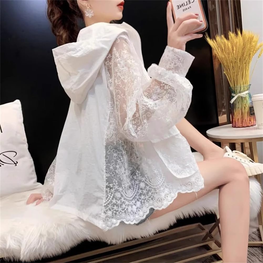 Summer UV Long Sleeve Loose Stylish Sheer Hoodie with Perfect for and Everyday Wear Photo [Yhsuoxfd] Women's Cardigan, Protection, Hoodie, Fit,