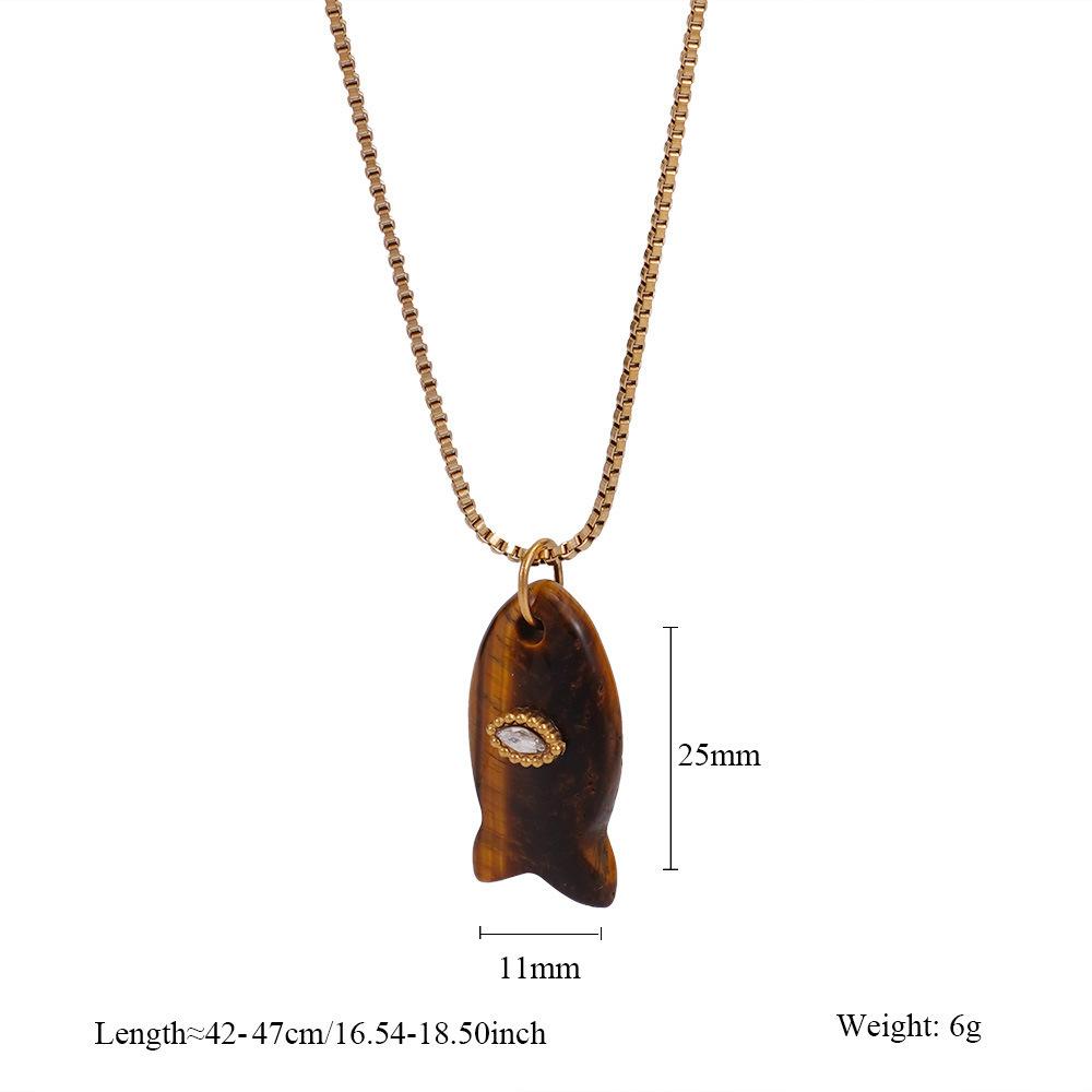  Waterproof Stainless Steel Stone Fish Clavicle Pendant Necklace for Women New Arrivals Trend Jewelry Gift 2025