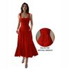 European and American Summer New Niche Design Sense Pocket Slim Waist Thick Shoulder Strap Temperament Dress Long Dress