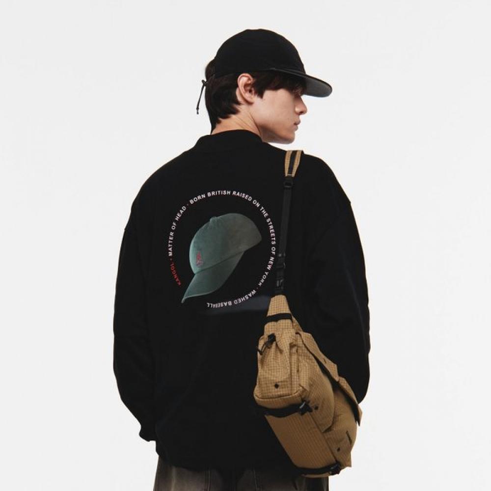 Kangol Стираная Баскетбольная Графика Оверсайз Лонгслив Черный 3541 XL