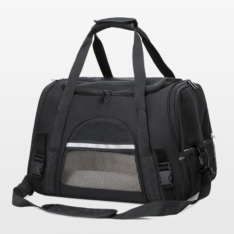 Pvc Pet Carrier Bag With Breathable Mesh Expandable Foldable For Cats And Dogs