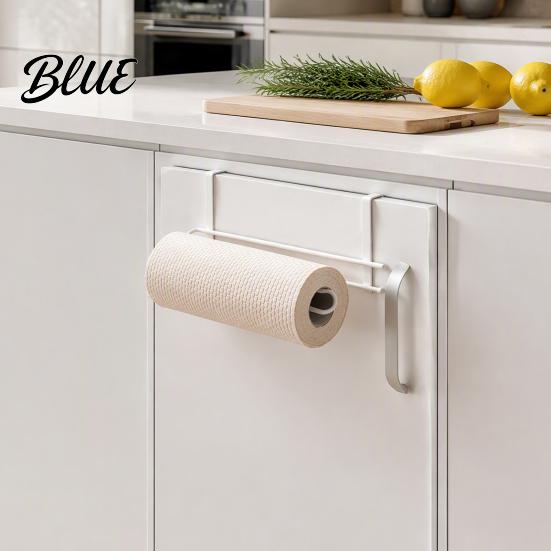 Metal Kitchen Gadget Storage Hanging Paper Towel Rack Drill-Free Organizer Space Saving Cabinet Door Rack for under Adhesive Wrap And Foil Organizer