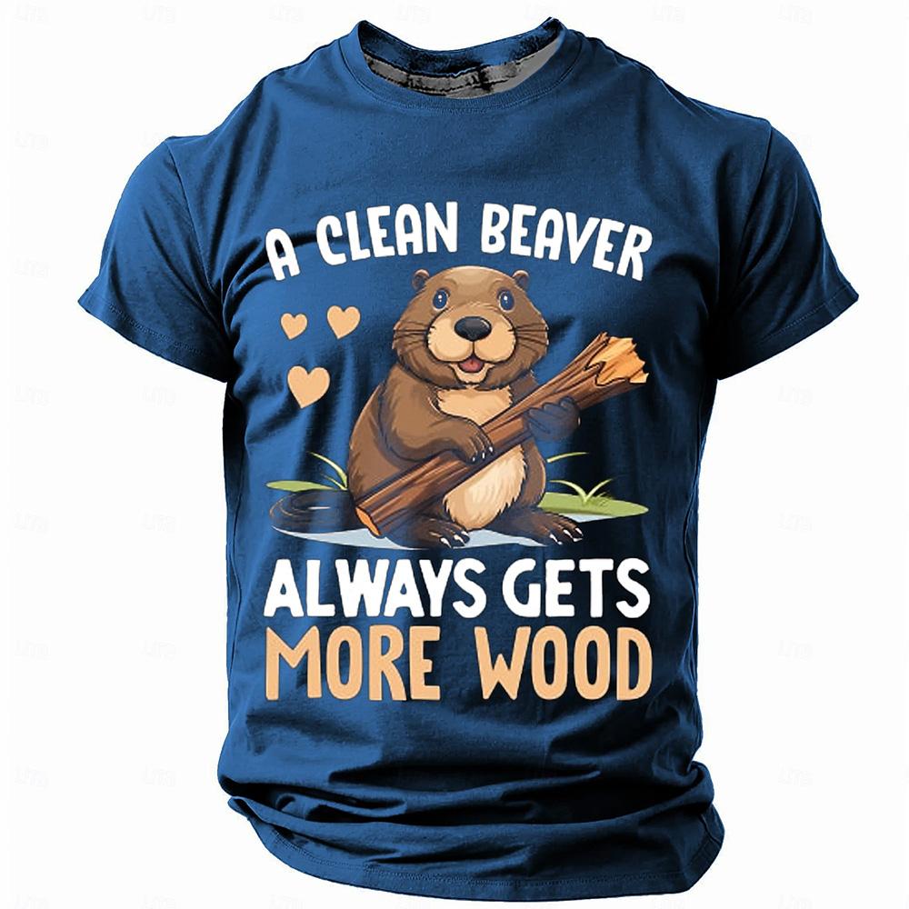 2025 New Funny Cartoon Animal Print T-Shirt Clothing Casual Loose Round Neck Short Sleeve Top Trendy Streetwear Men's T-Shirts