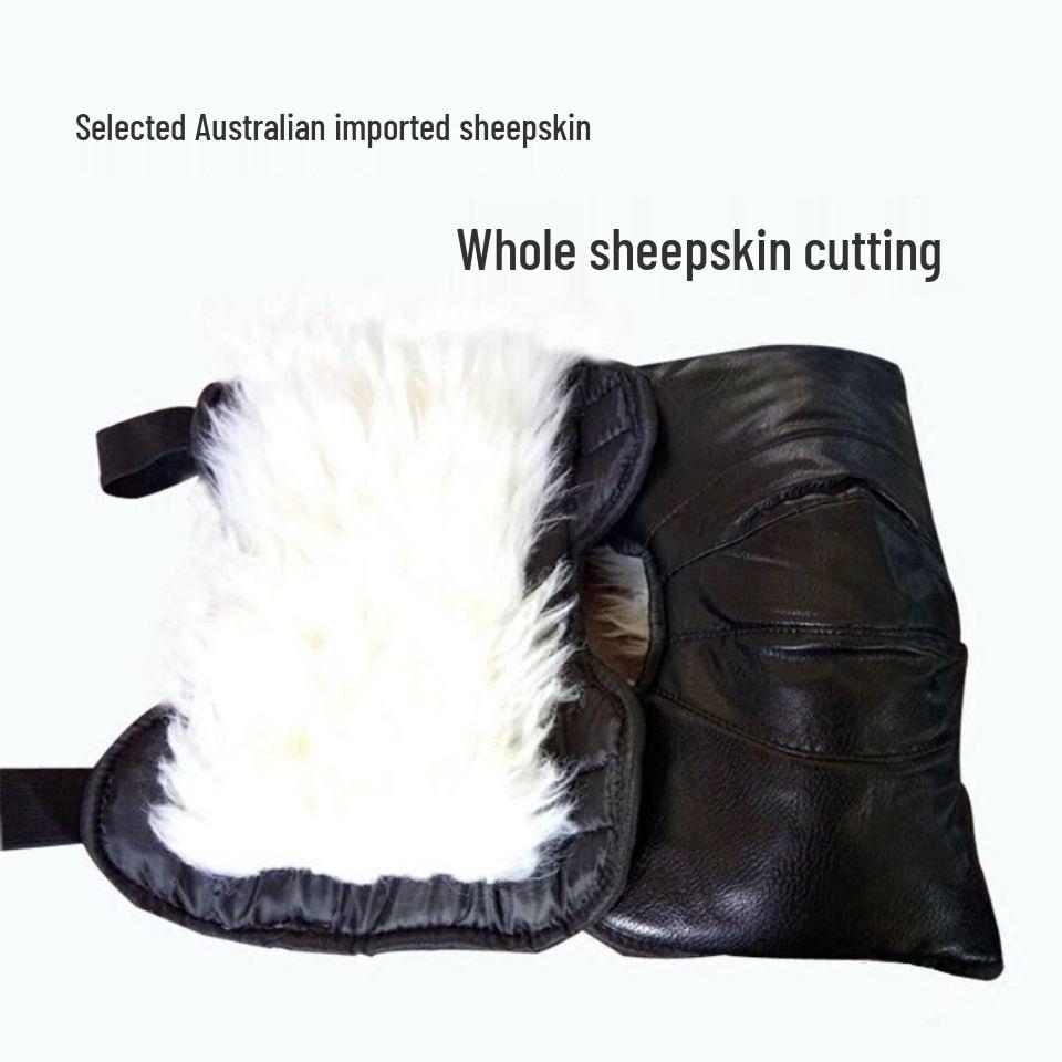 Genuine Leather Wool Knee Pads with Fleece Lining - Winter Cold Protection & Windproof for Motorcycle and Electric Scooter Riding