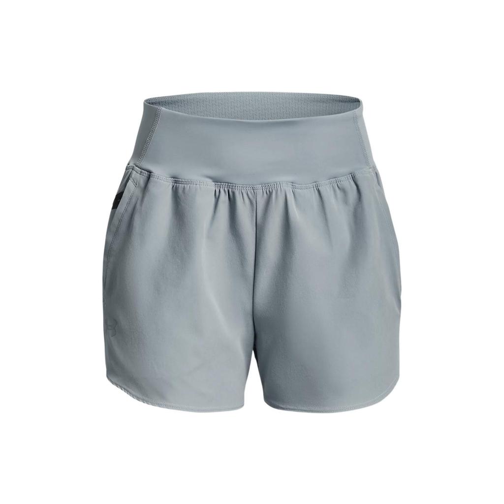 Under Armour Solid Color Wide Waistband Fitness Shorts Women Bottoms Blue Gray 1377555-465
