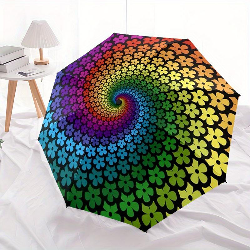 Rainbow Spiral Automatic Folding Umbrella Compact Lightweight For Outdoor Adventurest135