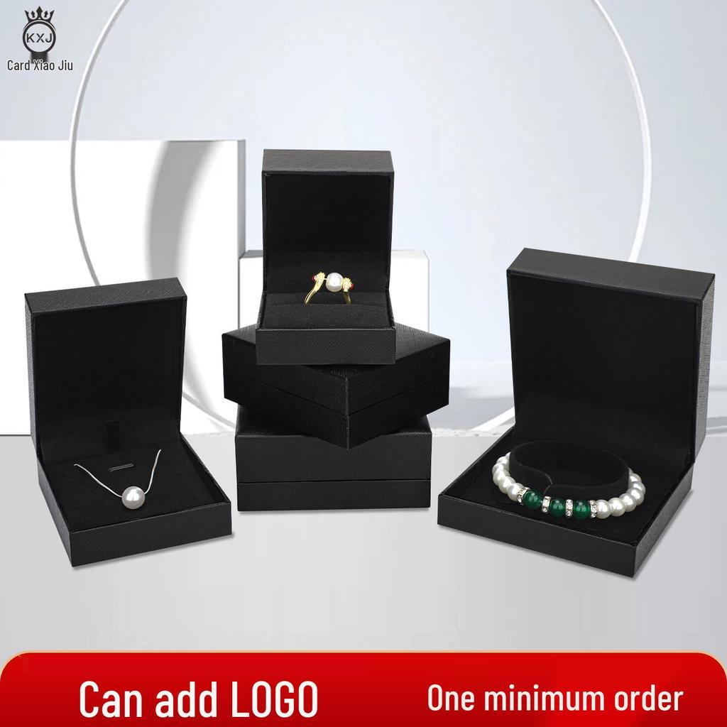 Diagonal Lattice Jewelry Box - Black: Holds Rings, Pendants, Bracelets, Necklaces; Custom Logo Option Available
