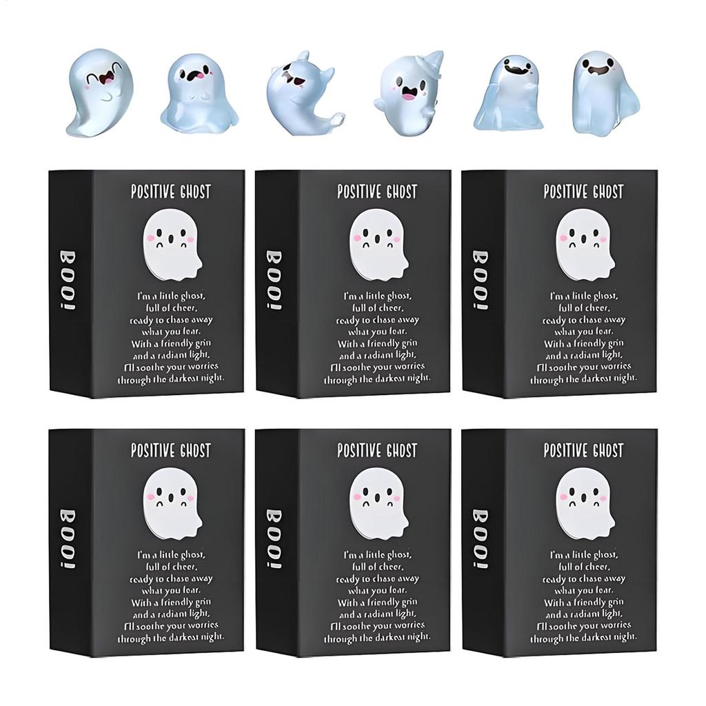 Mini Ghost Figurines Decorative Glow in the Dark Mini Ghost Figures with Box Cute Resin Glowing Spooky Decoration for Porch