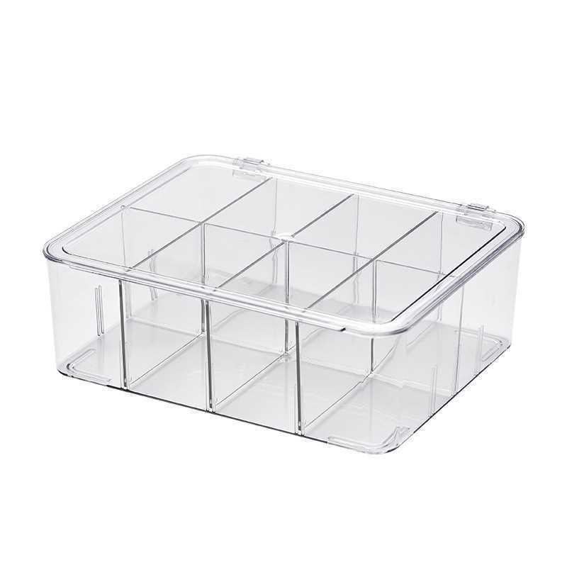 PET Flip-top Refrigerator Storage Box for Fresh Produce and Beverages - Transparent and Compartmented Container
