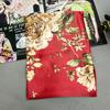 Women's Red Silk Scarf Head Wrap Fashion Chinese Style Peony Square Scarves Shawls 90*90cm Spring Autumn Head Scarf For Hair