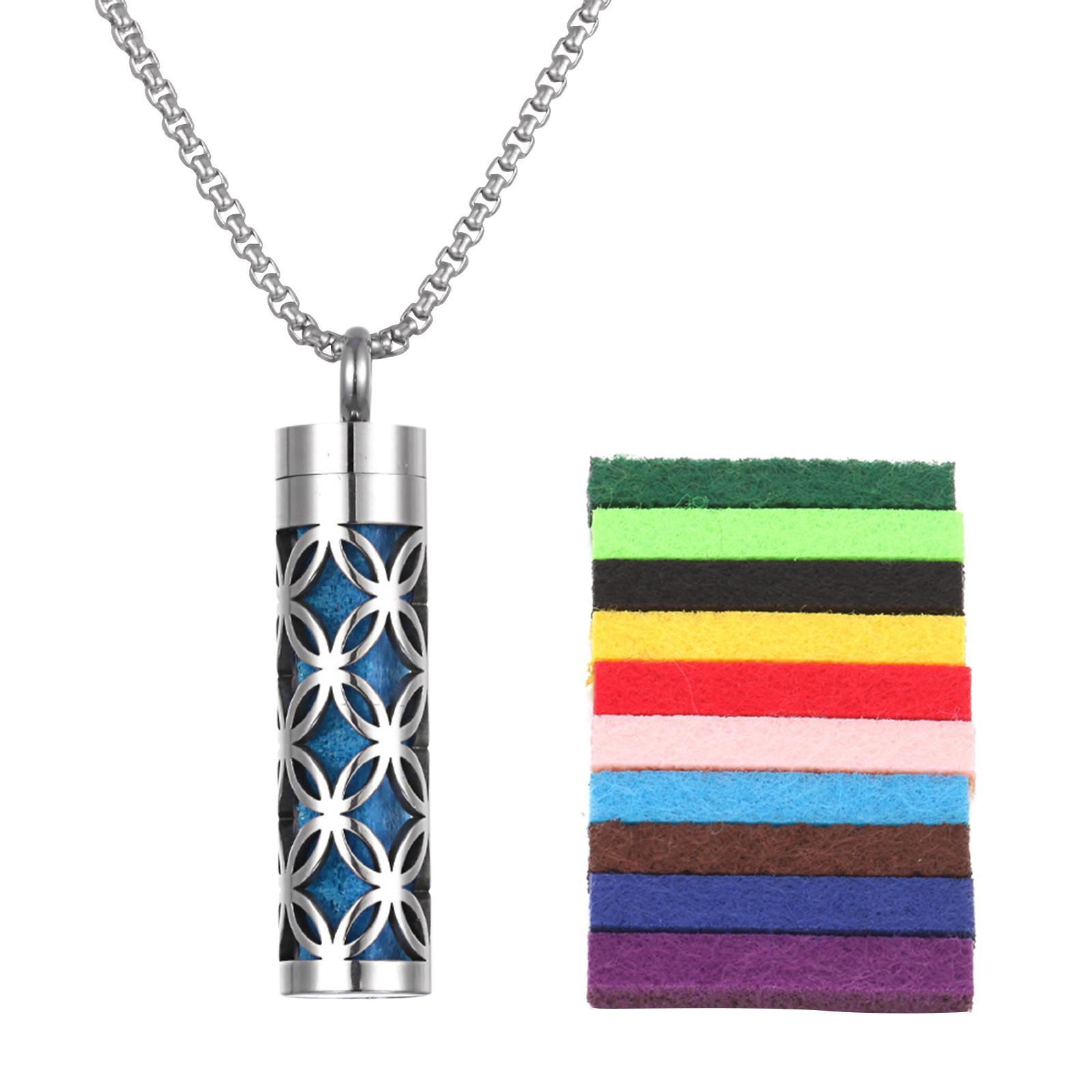 

Ожерелье с ароматерапевтическим масляным диффузором, ожерелье с ароматерапевтическим кулоном, винтажное ожерелье с открытым медальоном для духов для мужчин и женщин One Size