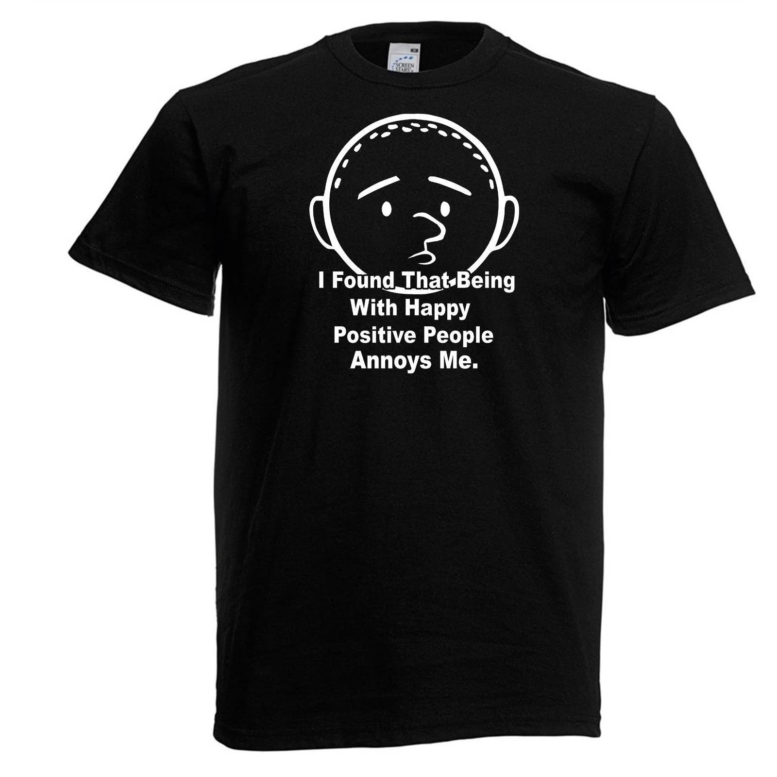 

Mens Positive People Annoy Me Karl Pilkington TV Quote Unisex Black 100% Cotton T-shirt Mens Tees Top S