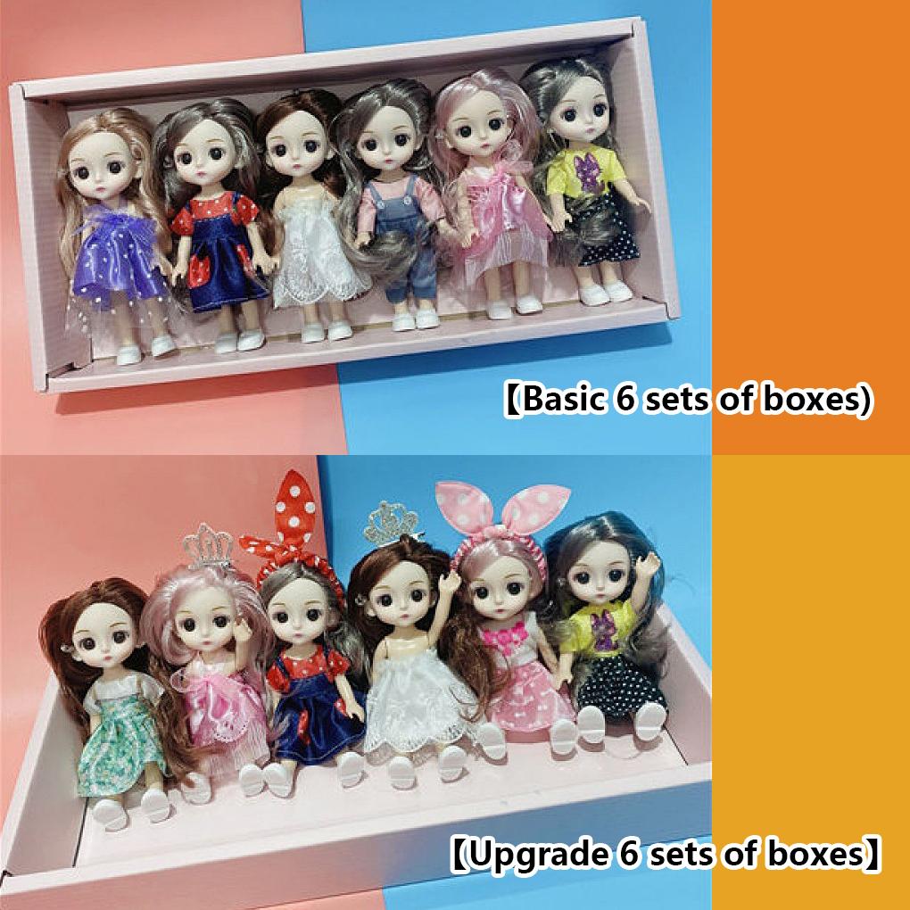 Dolls Set Gift Box Passing Home Toys Birthday Joints Fashion Cute Children Hairpiece 3D Eyes Playing Mini Make Up