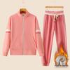 Winter Women's Fleece-Lined Slim Fit Cardigan & Joggers Fitness Set