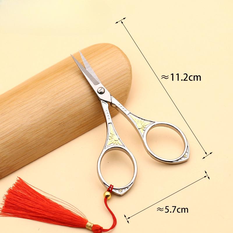Cross Stitch Embroidery Scissors Classical Style Dragon And Phoenix Crane Tailor Scissors Exquisite Relief Medium And Small Retro Metal Scissors