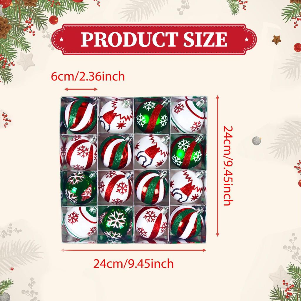 16 Stycken Julkulsdekorationer Dekorativa Julkulor Prydnader Träddekorationer för