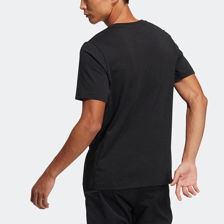 Adidas Alphabet Logo Print Sports Short Sleeve T-Shirt Men Tops Black HE9937