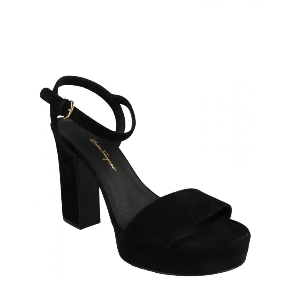 Salvatore Ferragamo Trento 2 Suede Platform Sandals Black