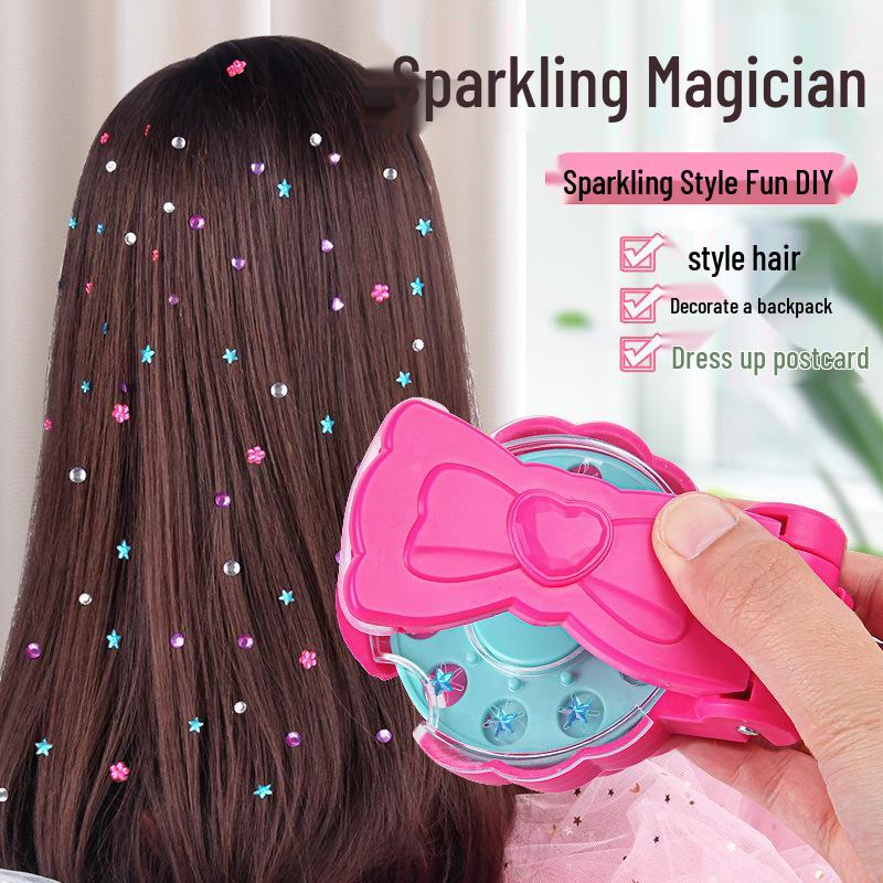 Cross-Border Rhinestone Hair Styling Toy for Girls' Pretend Play