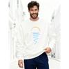 Men's Casual Round-Neck Sweatshirt With Semicircle And Wave Surface Pattern.