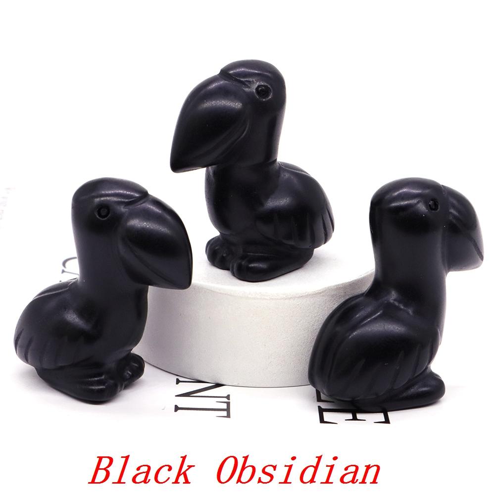 Hand Carved Healing Animal Figurine Toucans Statue Natural Stone Crystal Reiki Gemstone Craft Home Decoration Holiday Gifts 1.6"