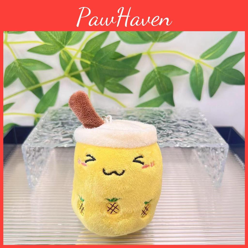 Cute Fruit Bubble Tea Cup Plush Keychain Adorable Cartoon Plush Toy For Kids