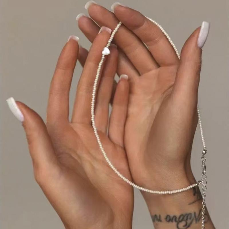 Simple Temperament White Natural Shell Heart Shape Rice Beads Beaded Bracelets Anklets for Women Charm Jewelry Accessories Gifts