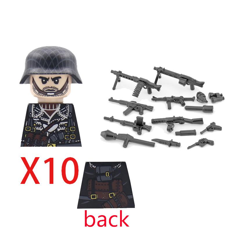 Military Soldier Building Block Figure British US Snow Camouflage Troop MP40 M1A1 Motorcycle Accessories Toys Gift Brick Z02