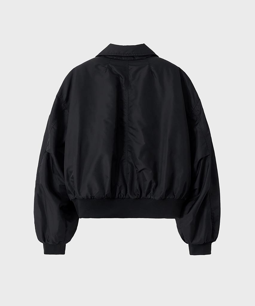 Die Anti-Plattform Gepolsterte Crop Fliegerjacke (Schwarz)