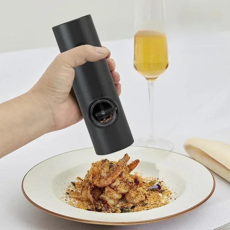 Automatic Electric Spice Grinder Portable Mini USB Rechargeable Multi Functional for Kitchen Salt Pepper Nuts Herbs Coffee Beans