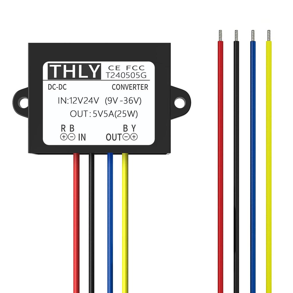 DC Buck 24V 12V To 5V Converter DC 8A 40W New Upgraded Isolated Voltage Reducer for Car Solar Golf and LED Lights Converter, Step-Down (Accepts 9-36V