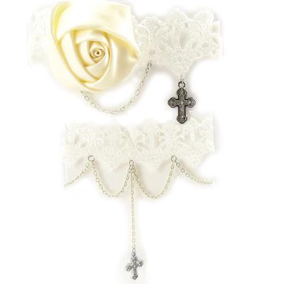 [K6568] - 2 Designer 'Courtisanes' Ivory Chokers (lace)