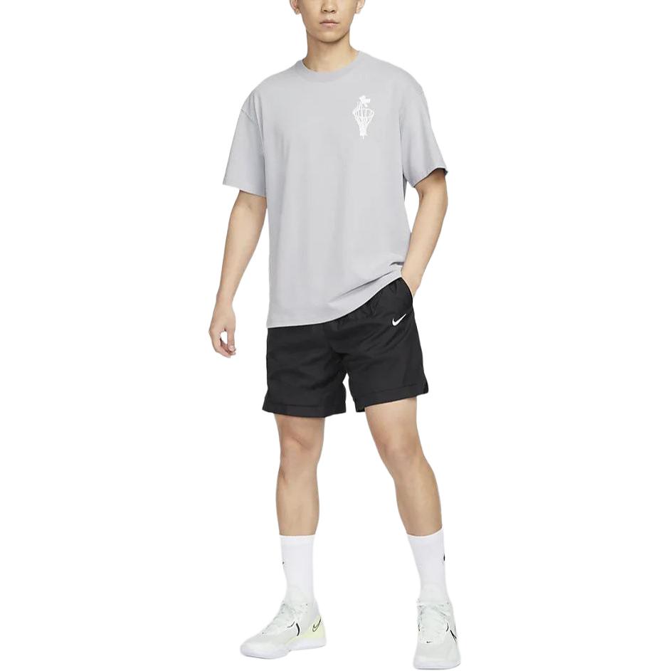 Nike T Shirts Men's Wolf Gray Crew Neck Moderate Straight Fit FQ4899-012