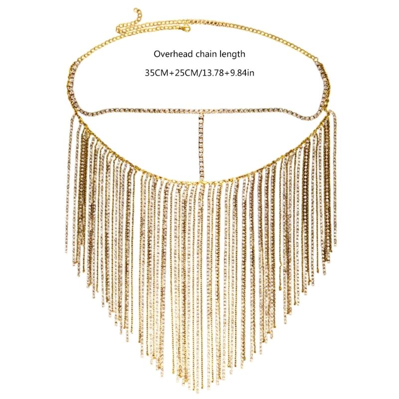 Long Tassels Face Mask Shimmering Rhinestone Mask with Adjustable Chain Crystal Fringes Mask Stylish Jewelry Accessory