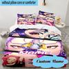 Benutzerdefinierter Name 3-teiliges lebendiges Anime KPop Bettwäsche-Set, inklusive 1 Bettbezug und 2 Kissenbezügen, geeignet für Wohnheime und Schlafzimmer Geschenk