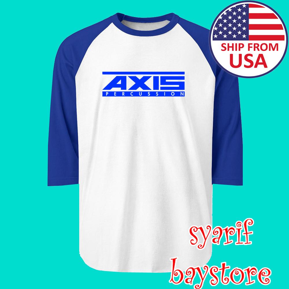 

Axis Percussion Men#039;s Raglan White Blue Size S to 2XL Unisex T-Shirt S