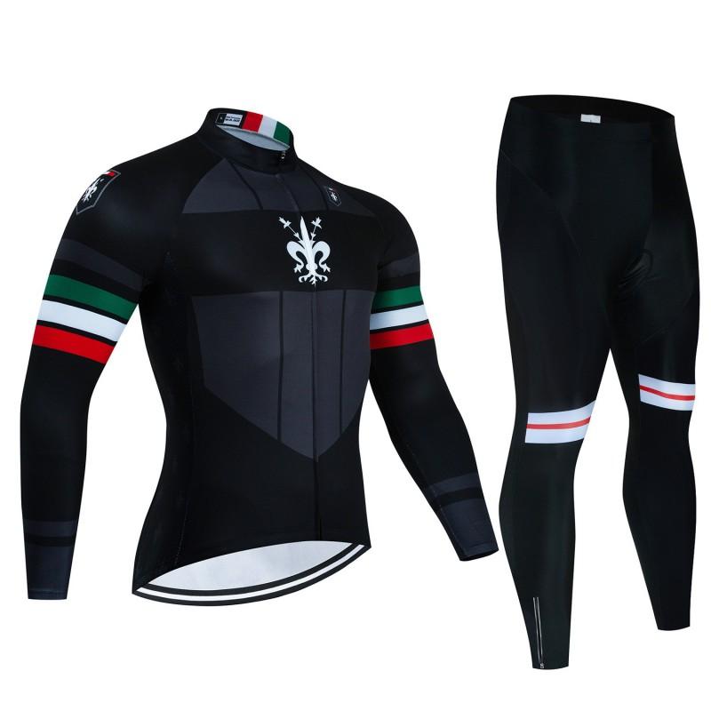 Mens Cycling Jersey Set Long Sleeve Mountain Road Bike Apparel Breathable Quick Dry