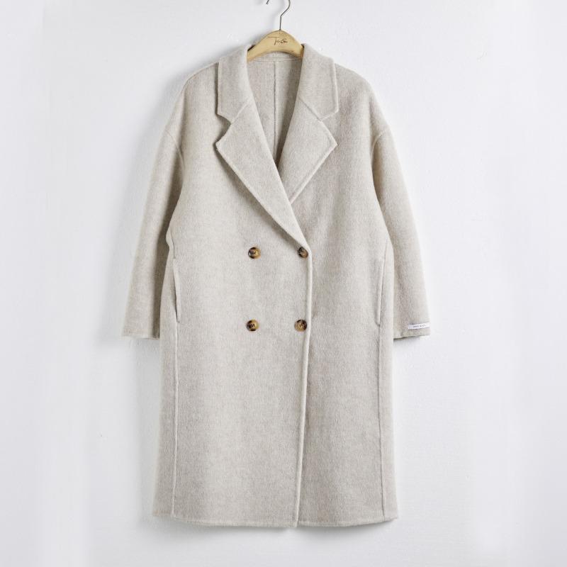 Wool Coat Women's Double-breasted College Style Coat Cashmere Premium Feeling Tweed Jacket Autumn and Winter