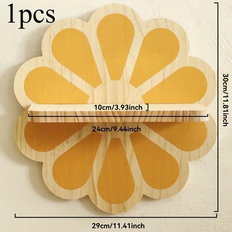 1pcs Flower-shaped Wooden Wall Shelf Handmade Multi-functional Shelf Home Decoration Hanging Hanging Flower Pot Rack