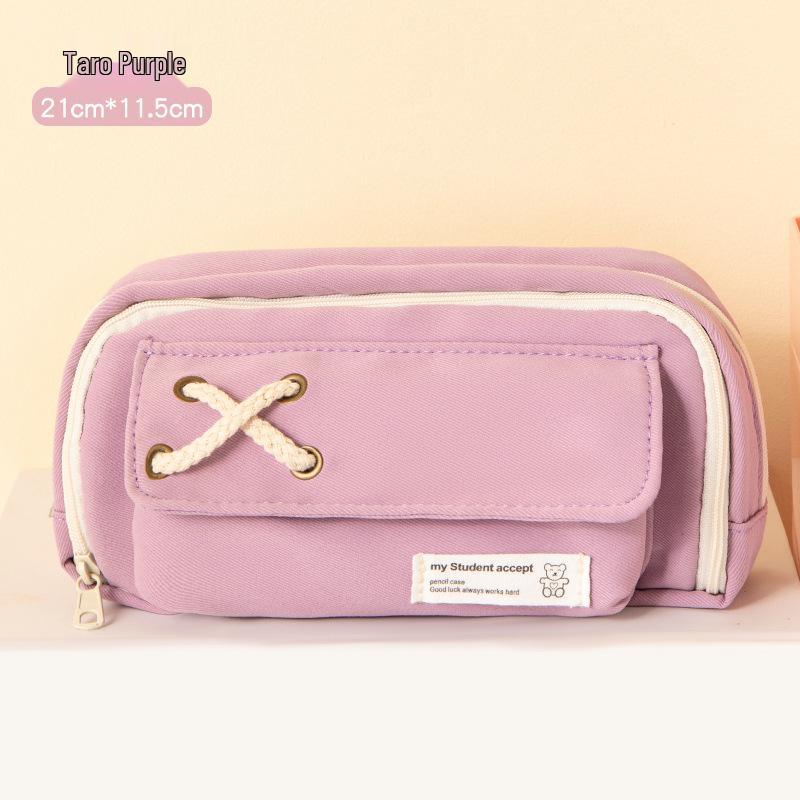 Hemp Rope Large Capacity Pencil Case: Layered Storage for Middle & Elementary Students 2024