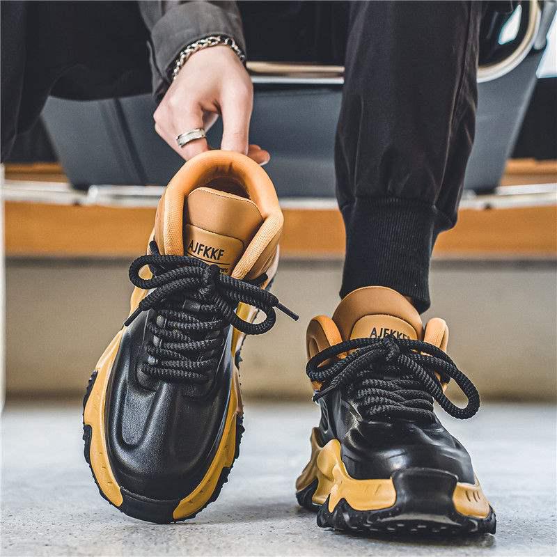 2025 Spring Men's Red High-Top Trendy Running & Basketball Dad Shoes