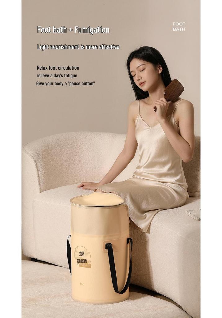 Foldable Foot Bath Basin with Constant Temperature and Steaming, Over-the-Calf Deep Design, Portable for Home Use