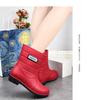 Damen Mid-Calf Warme Regenstiefel - Rutschfeste, Wasserdichte Gummischuhe mit Baumwollfutter