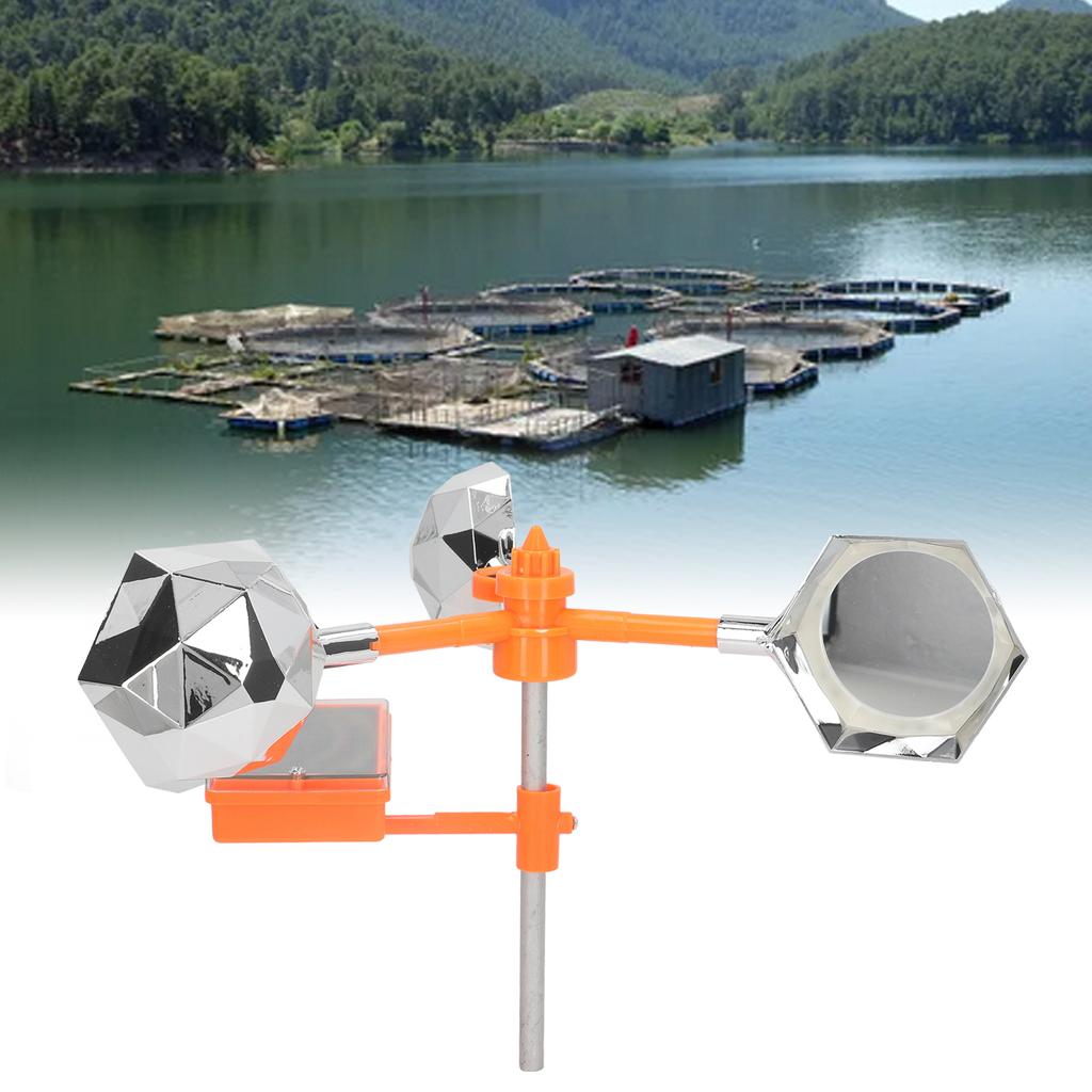 White Solar Sound Light Bird Repeller 360° Rotating Solar Bird Flashing Deterrent for Farm