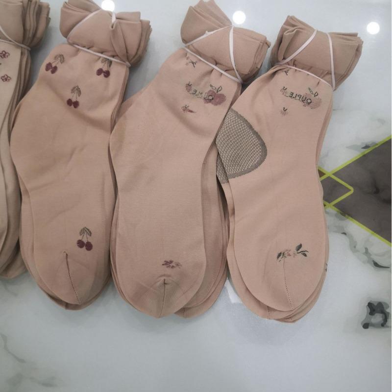 10 Pairs of Female Spring and Summer Middle Aged and Elderly with Flower Stockings
